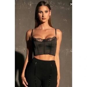 Meshki Black Lace Lake Corset Crop Top M